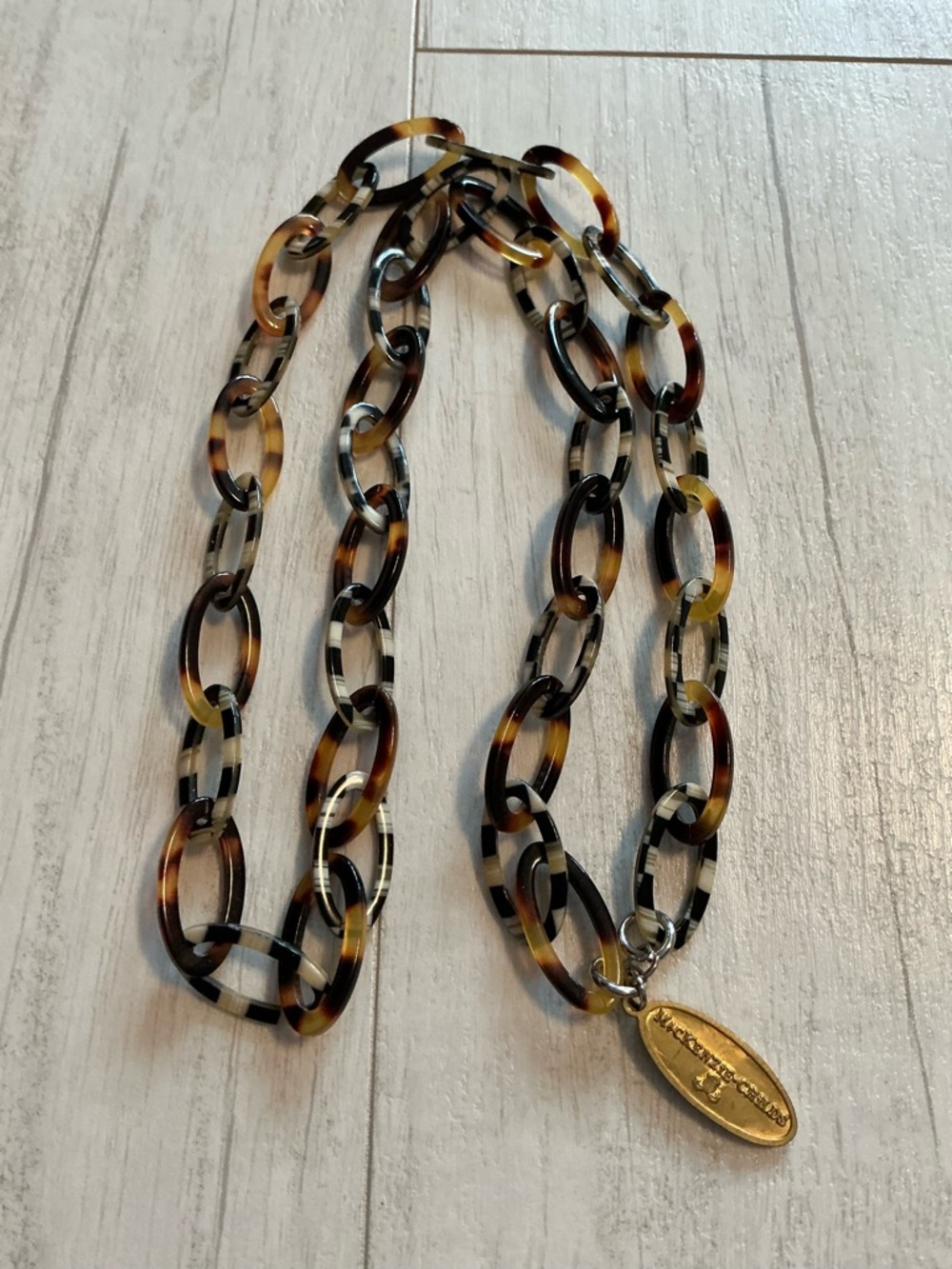 MacKenzie Childs Courtly Check & Tortoise Necklace